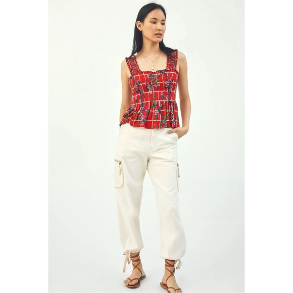 Anthropologie Conditions Apply Katalia Printed Smocked Peplum Tank NWT SZ XL - Picture 3 of 12